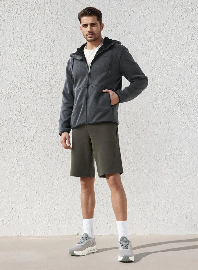 سبلاش اكتف Men Regular Fit Textured Hooded Jacket